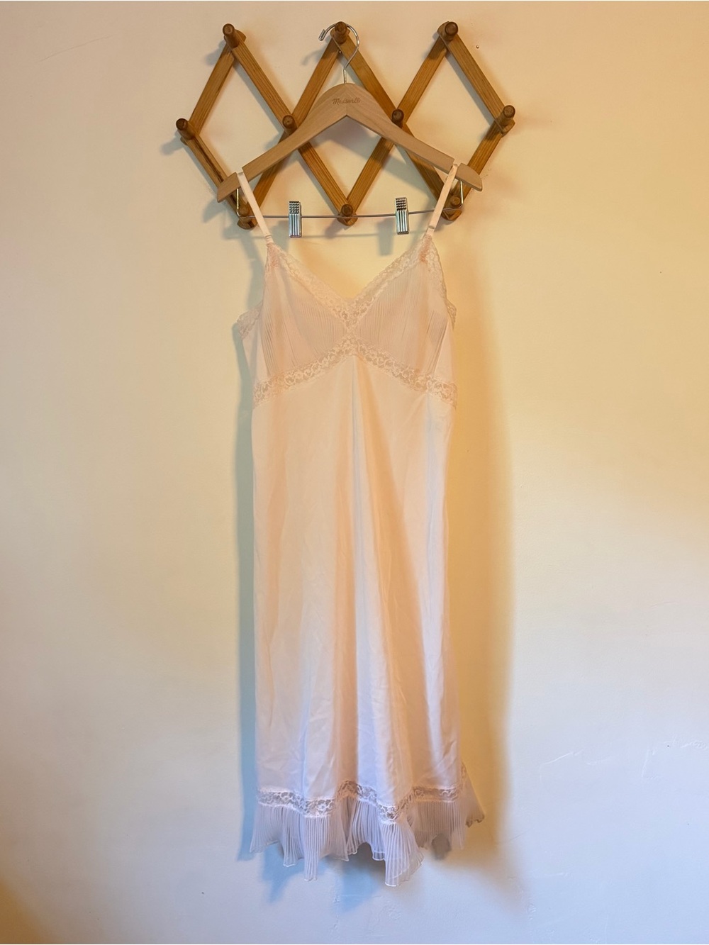 Vintage Blush Pink Lace-Trim Slip Dress